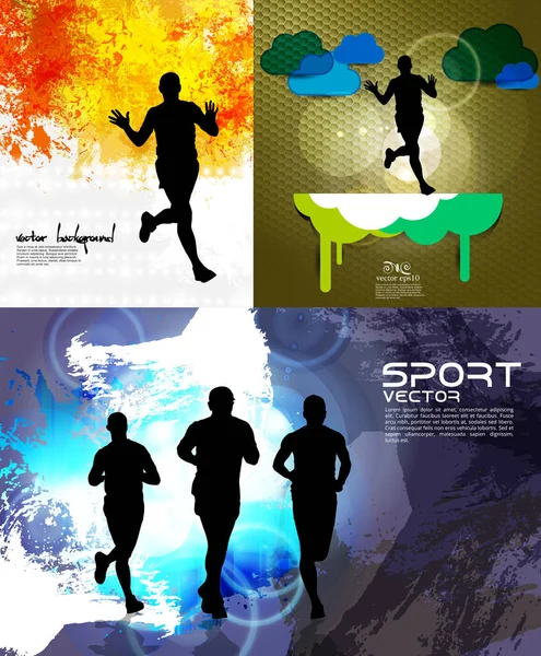 Maratona Corrida Pessoas Correm Ilustração Vetorial — Vetor de Stock