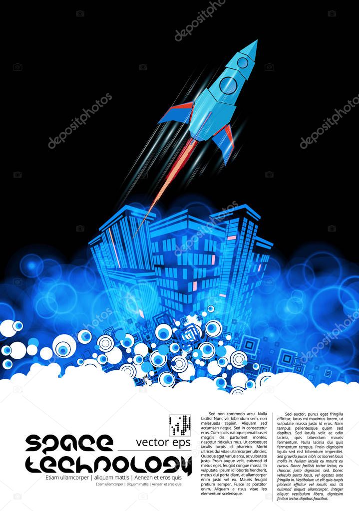 Galaxy space ship rocket, creative idea, vector illustration