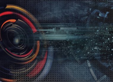 3D render soyut dijital teknoloji arka plan - illüstrasyon 