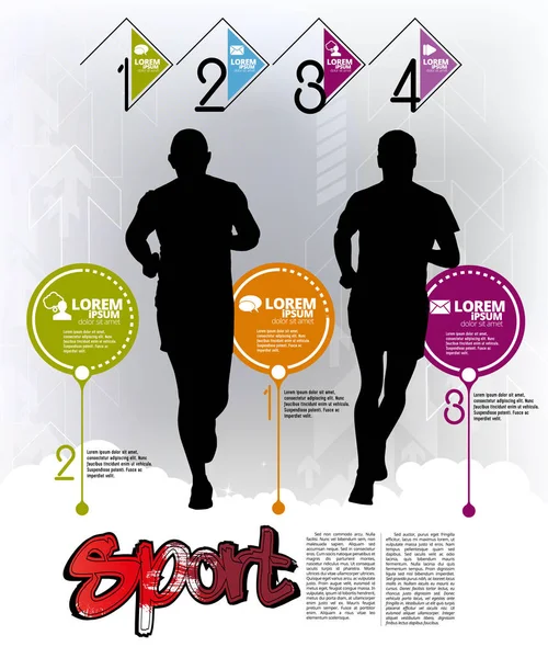 Running Men Design Infographic Elements Vector Illustration — Stock Vector