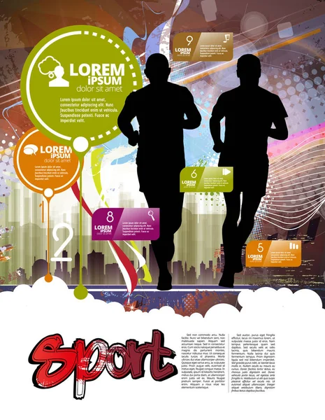 Running Men Design Infographic Elements Vector Illustration — Stock Vector