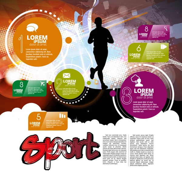 Running Man Design Met Infographic Elementen Vectorillustratie — Stockvector