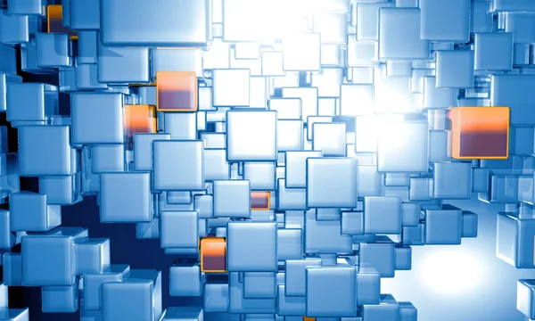 Rendering Abstract Metallic Cubes Background Illustration — Stock Photo, Image