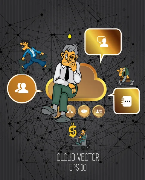 Geschäftsmann Zeichentrickfigur Mit Infografik Elementen Vektor — Stockvektor