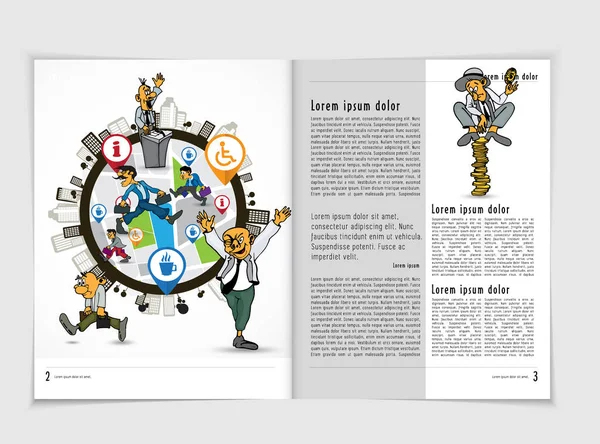 Design Vector Template Brochures Flyers Presentations Business Cartoon Characters — Stock Vector