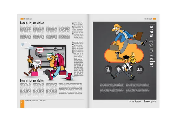 Design Vektor Template Broschüren Flyer Präsentationen Für Unternehmen Mit Comicfiguren — Stockvektor