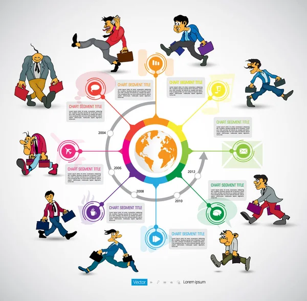 Szablon Infografiki Kreskówkową Postacią Biznesową Ilustracją Wektorową — Wektor stockowy