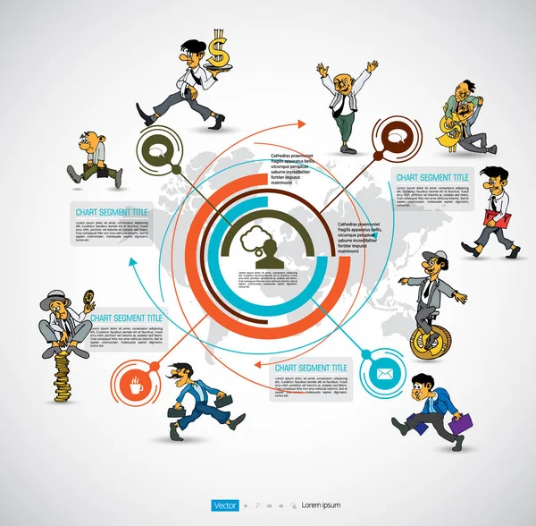 Infografik Vorlage Mit Geschäftszeichentrickfigur Vektorillustration — Stockvektor
