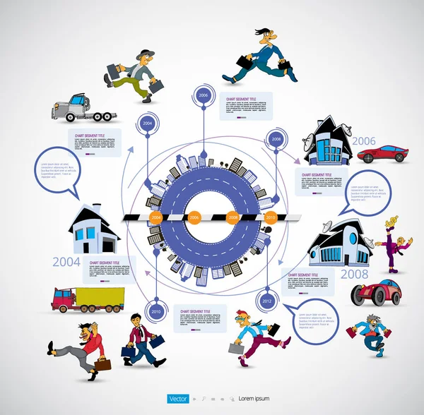 Modèle Infographie Avec Personnage Dessin Animé Entreprise Illustration Vectorielle — Image vectorielle