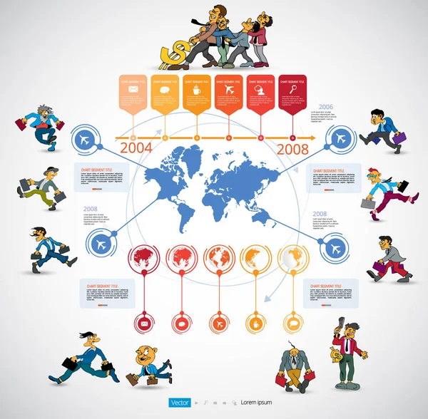 Szablon Infografiki Kreskówkową Postacią Biznesową Ilustracją Wektorową — Wektor stockowy