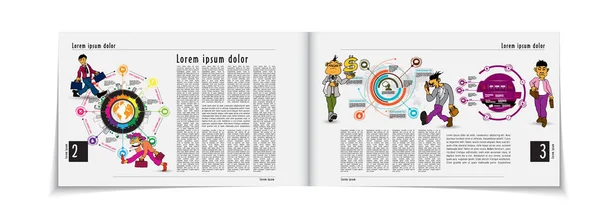 Design Vektor Template Broschüren Flyer Präsentationen Für Unternehmen Mit Comicfiguren — Stockvektor