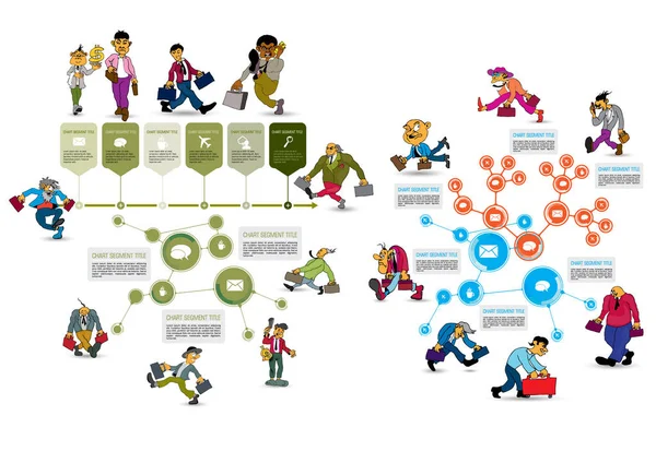 Modelo Infográficos Com Caráter Desenho Animado Negócios Ilustração Vetorial — Vetor de Stock