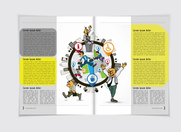 Vector Layout Brochures Flyers Presentations Business Cartoon Characters — Stock Vector