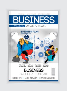 Tasarım vektör şablon broşürler, el ilanları, çizgi film karakterleri ile iş için sunumlar