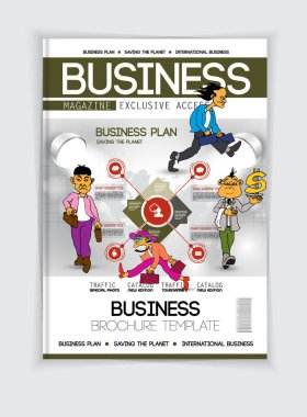 Tasarım vektör şablon broşürler, el ilanları, çizgi film karakterleri ile iş için sunumlar