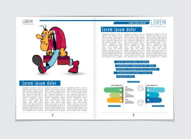Tasarım vektör şablon broşürler, el ilanları, çizgi film karakterleri ile iş için sunumlar 