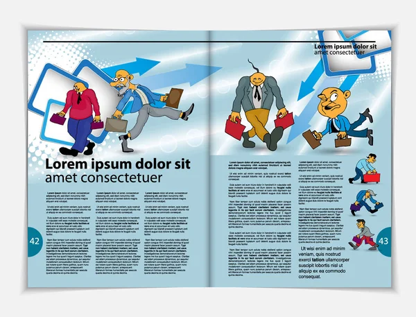 Vektor Layout Broschyrer Flyers Presentationer För Företag Med Seriefigurer — Stock vektor