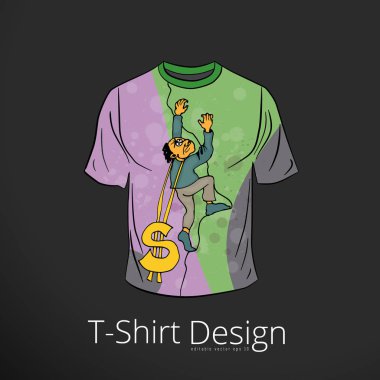 Çizgi film işadamı karakteri, vektörü olan tişört