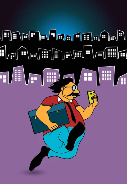 具有城市背景 矢量的商人卡通人物 — 图库矢量图片