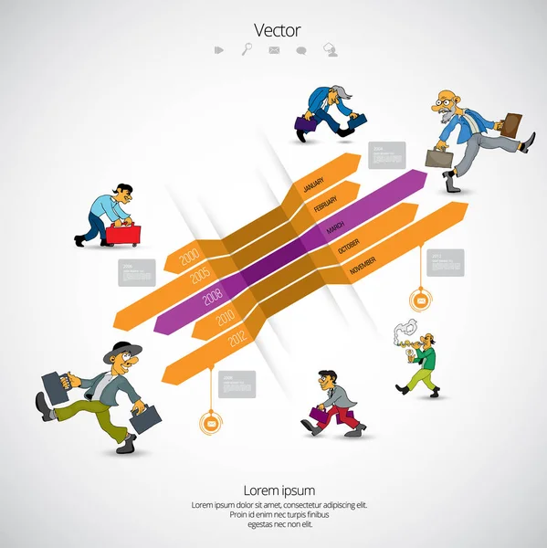 Infografik Vorlage Mit Geschäftszeichentrickfigur Vektorillustration — Stockvektor