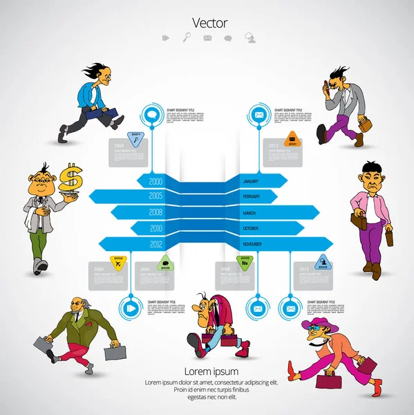 Modèle Infographie Avec Personnage Dessin Animé Entreprise Illustration Vectorielle — Image vectorielle