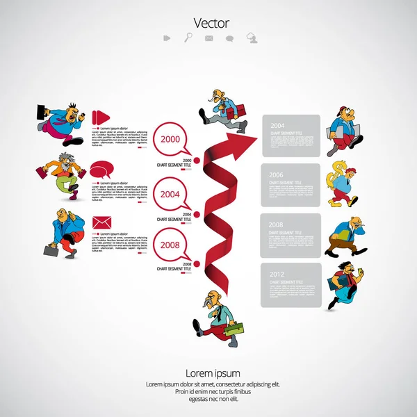 Infographics Template Met Business Cartoon Karakter Vector Illustratie — Stockvector