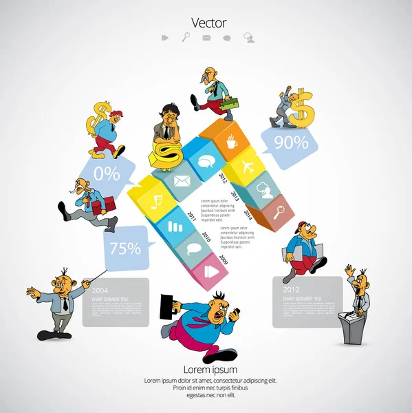 Infographics Template Business Cartoon Character Vector Illustration — Stock Vector