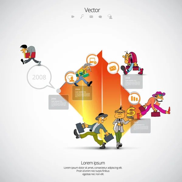 Modelo Infográficos Com Caráter Desenho Animado Negócios Ilustração Vetorial — Vetor de Stock