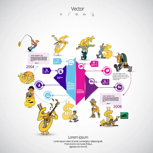 Abstraktní Infografická Šablona Kresleným Znakem Vektorová Ilustrace — Stockový vektor
