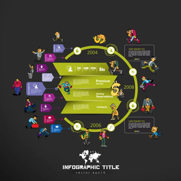 Plantilla Infografías Abstracta Con Personaje Dibujos Animados Ilustración Vectorial — Vector de stock