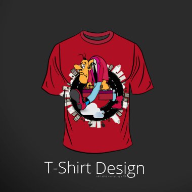 Çizgi film işadamı karakteri, vektörü olan tişört 