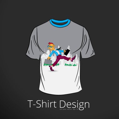 Çizgi film işadamı karakteri, vektörü olan tişört 