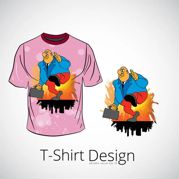 Shirt Avec Personnage Dessin Animé Homme Affaires Vecteur — Image vectorielle