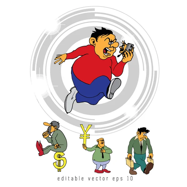 Uomo Affari Serie Personaggi Dei Cartoni Animati Vettore — Vettoriale Stock