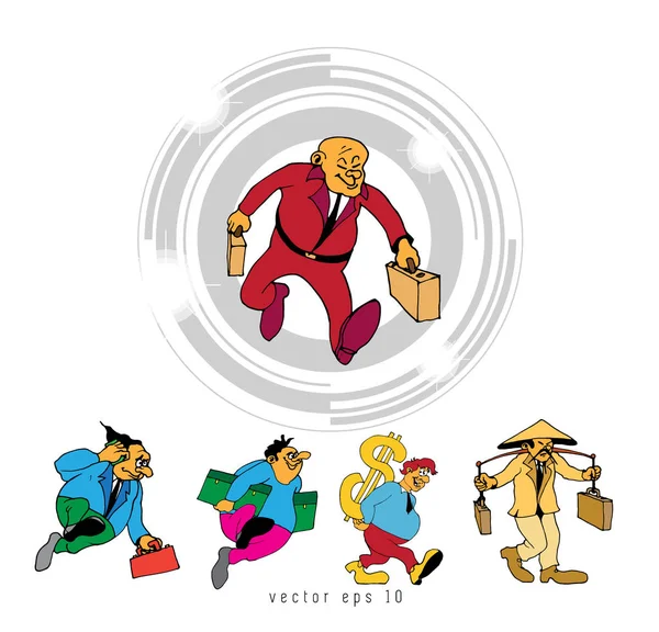 Set Karakter Kartun Businessman Vektor - Stok Vektor