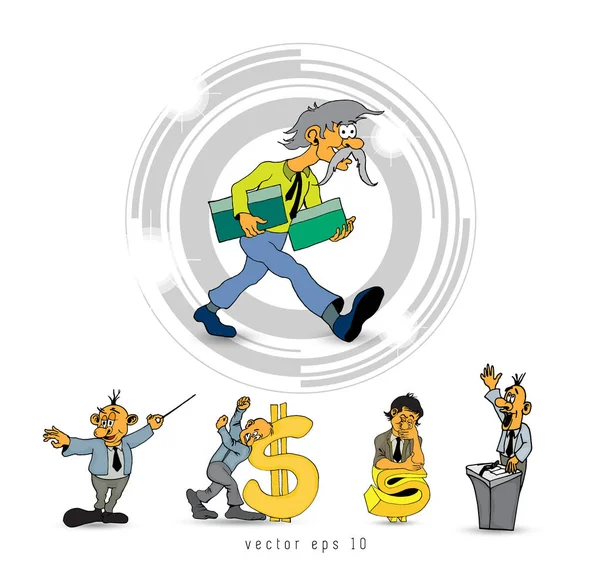 Businessman Cartoon Character Set Vector — Stock Vector
