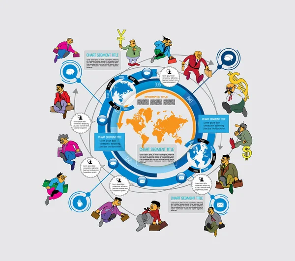 Modello Astratto Infografica Con Personaggio Dei Cartoni Animati Illustrazione Vettoriale — Vettoriale Stock