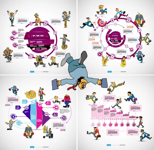 Çizgi Film Karakteri Ile Infographics Şablonu Vektör Çizimi — Stok Vektör