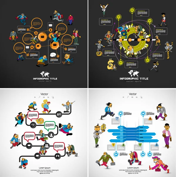 Infographics Template Cartoon Character Vector Illustration — Stock Vector