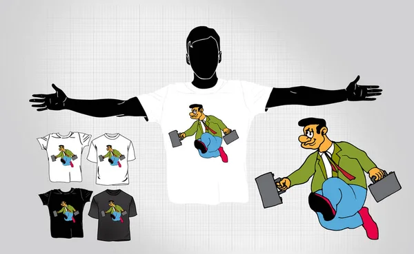 Shirt Avec Personnage Dessin Animé Homme Affaires Vecteur — Image vectorielle