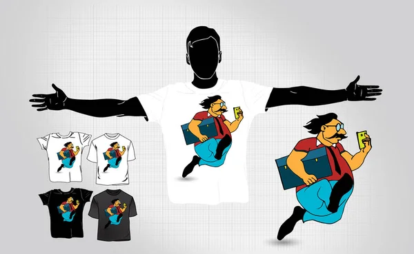 Camiseta Con Personaje Hombre Negocios Dibujos Animados Vector — Vector de stock