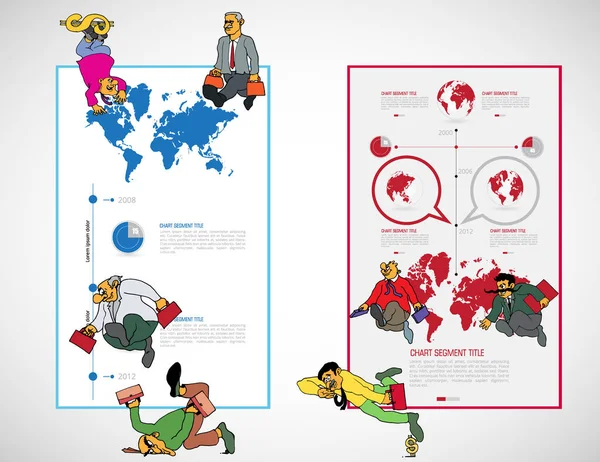 Abstrakt Infographics Mall Med Tecknad Karaktär Vektorillustration — Stock vektor