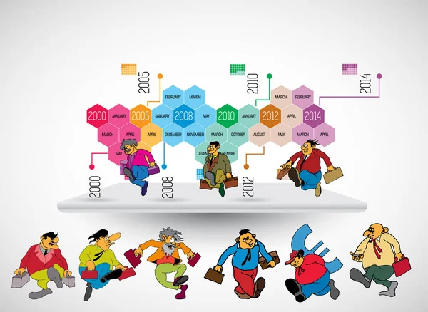 Szablon Infografiki Kreskówkową Postacią Biznesową Ilustracją Wektorową — Wektor stockowy