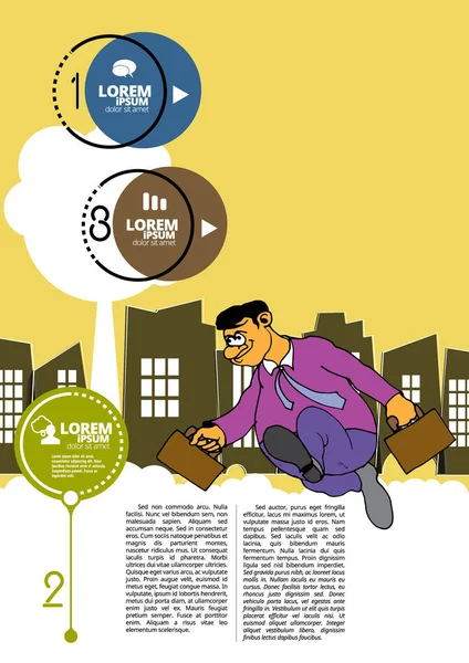 Geschäftsmann Cartoon Figur Mit Stadthintergrund Vektor — Stockvektor