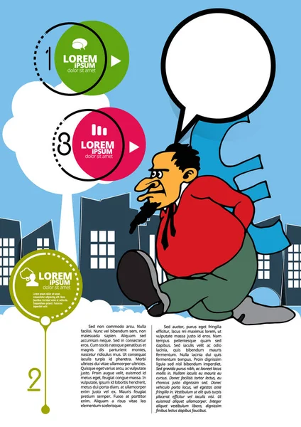 Geschäftsmann Cartoon Figur Mit Stadthintergrund Vektor — Stockvektor