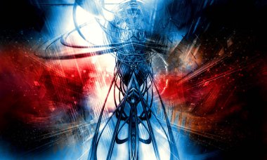 dijital teknoloji kavramı banner arka plan için hazır 3D render