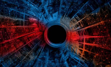 dijital teknoloji kavramı banner arka plan için hazır 3D render