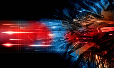 dijital teknoloji kavramı banner arka plan için hazır 3D render