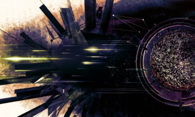 Soyut dijital teknoloji arkaplanının 3B görüntülenmesi