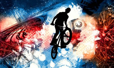 Bmx sürücüsü spor çizimi